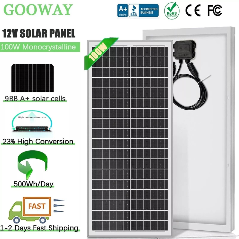 Painel solar de 12v 100w Carregador de bateria Mono Home Off Grid RV Camper Barco Caravana