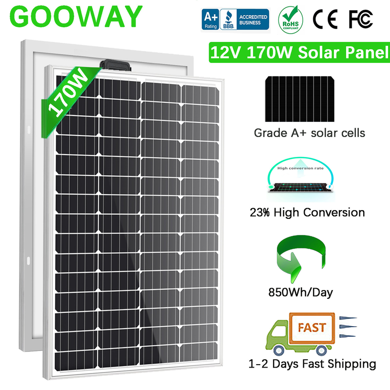 170w 200w painel solar 12v Mono Off Grid carregador de bateria para RV barco caravana acampamento