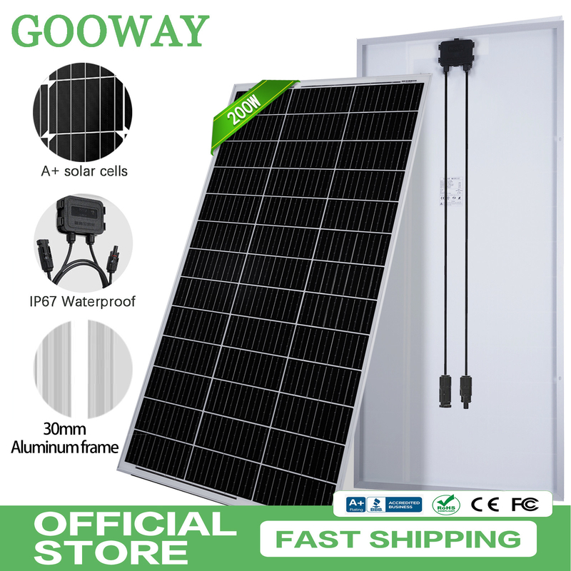 Painel Solar 12v 200w Mono Off Grid Power para RV Campervan Barco Caravana Caravana