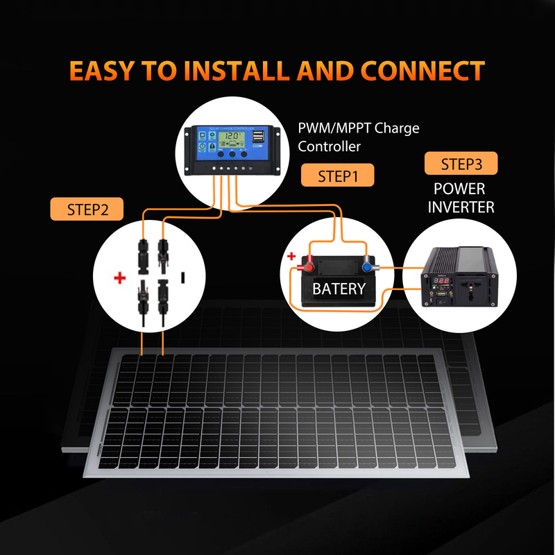 200w 400w 800w Kit de painéis solares 12v com suportes de montagem RV Caravana Camper Van