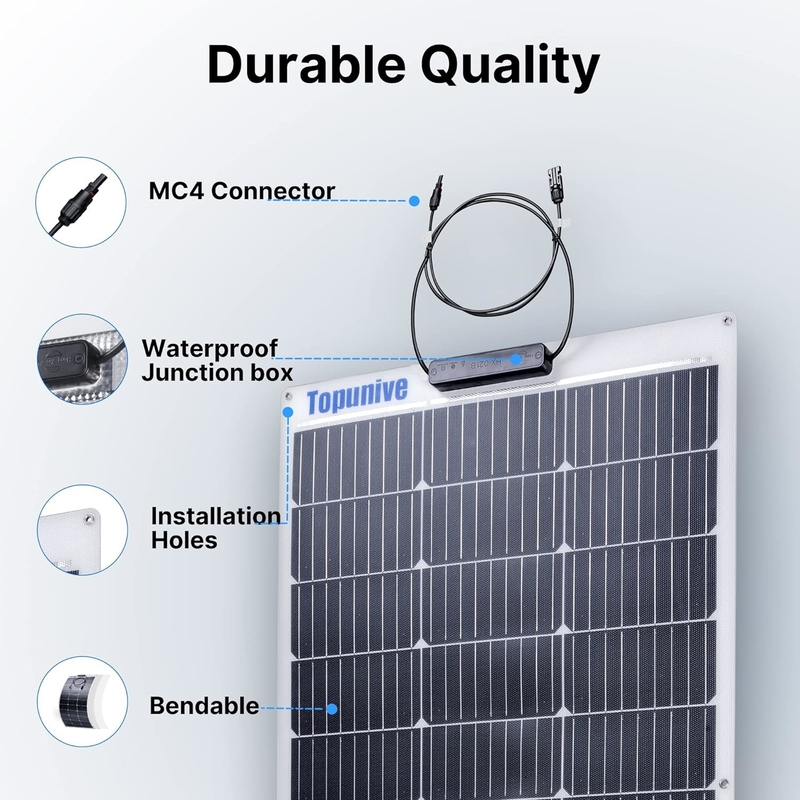 Painel solar flexível de 100w 12v para caravana RV Cabina de barco Casa Camper Van Shed Uk