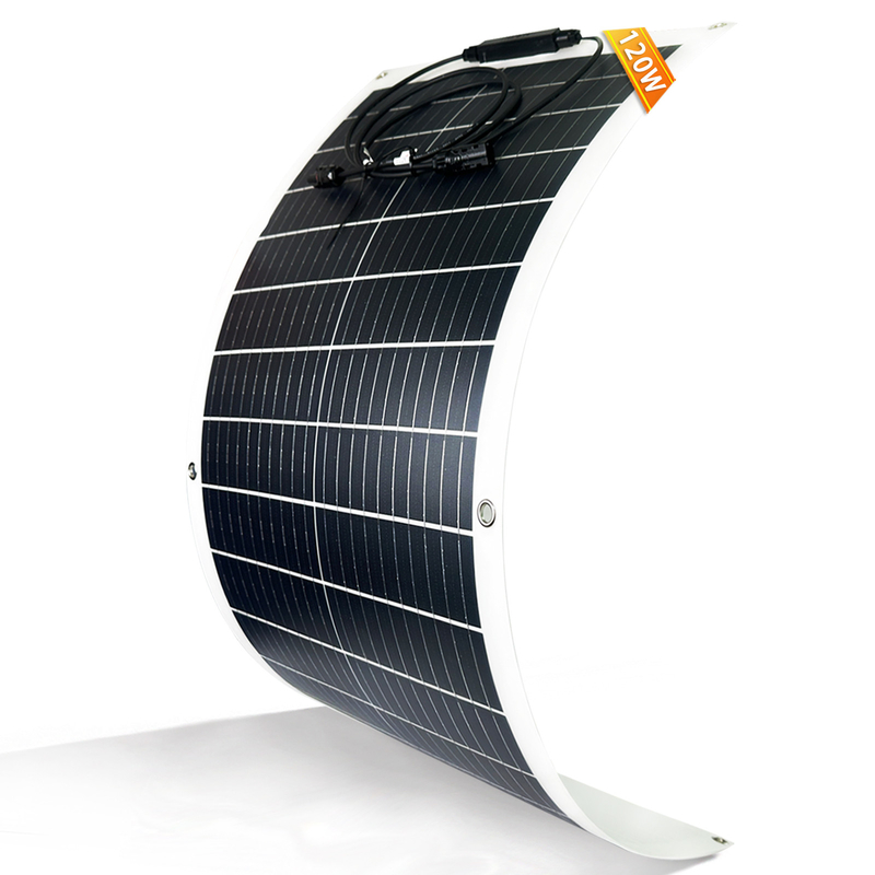 Painel Solar Flexível de 120w Bateria Mono de 12v Para Rv Barco Caravana Marinha Campervan